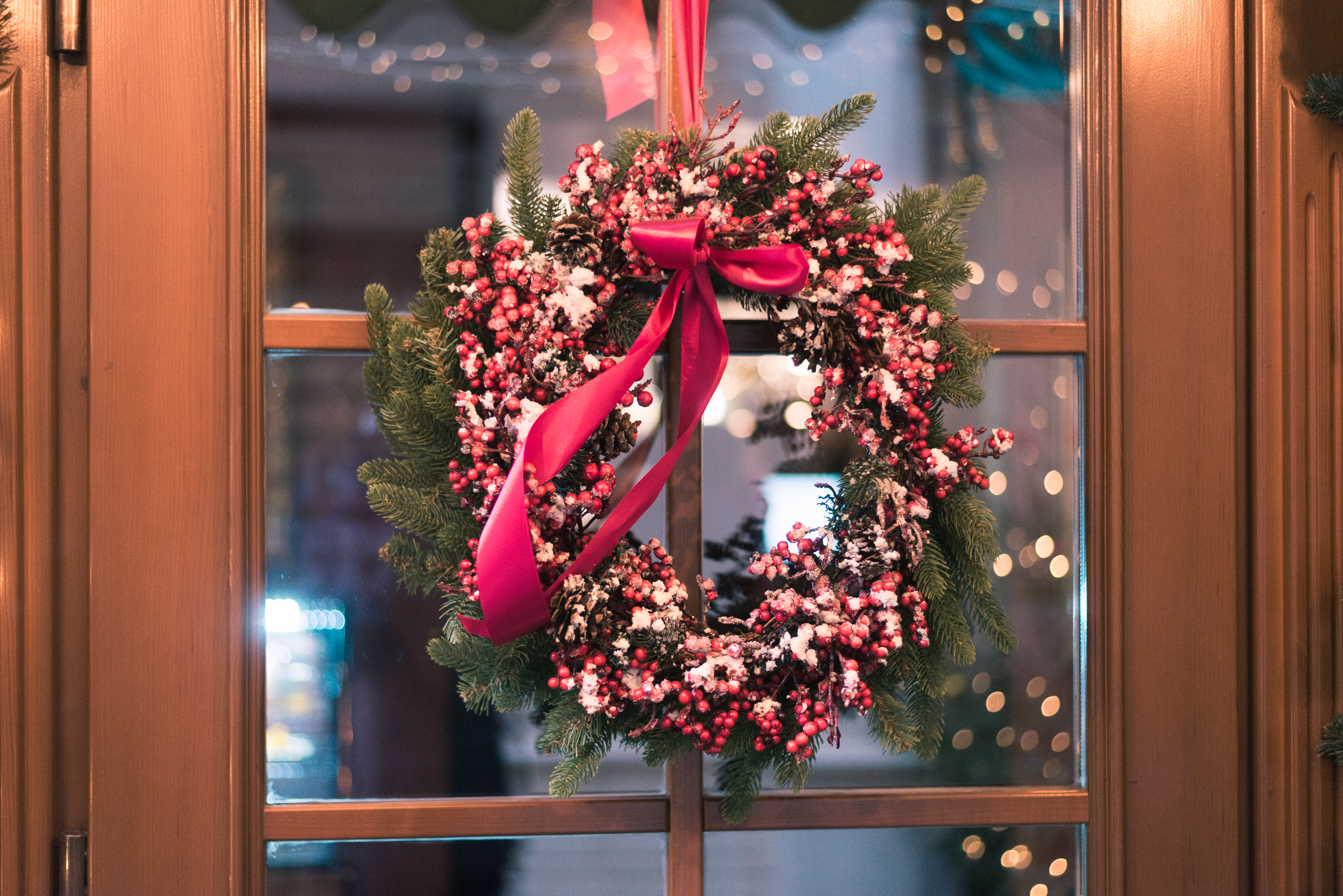 Christmas wreath on door
